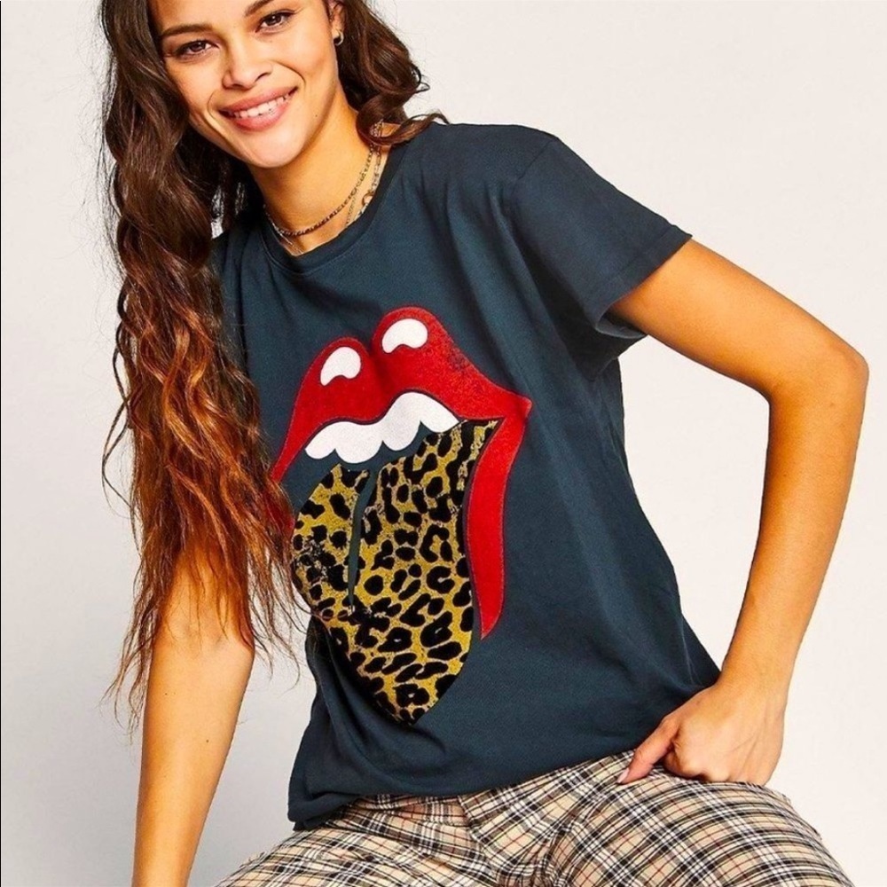 New Free People Stones Flocked Leopard Tongue Tee Small